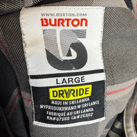 Burton Dryride Gray Black Plaid Hooded Flannel Shirt Mens Large Outdoor Gorpcore - Picture 5 of 7
